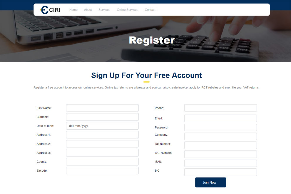 Register for online Invoices